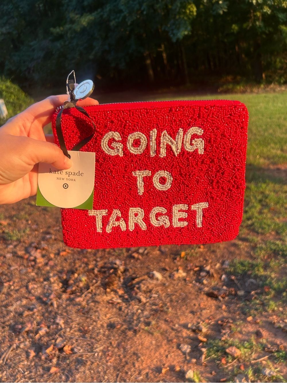 Kate Spade x Target Going to Target Beaded Clutch Pouch Red Limited Edition